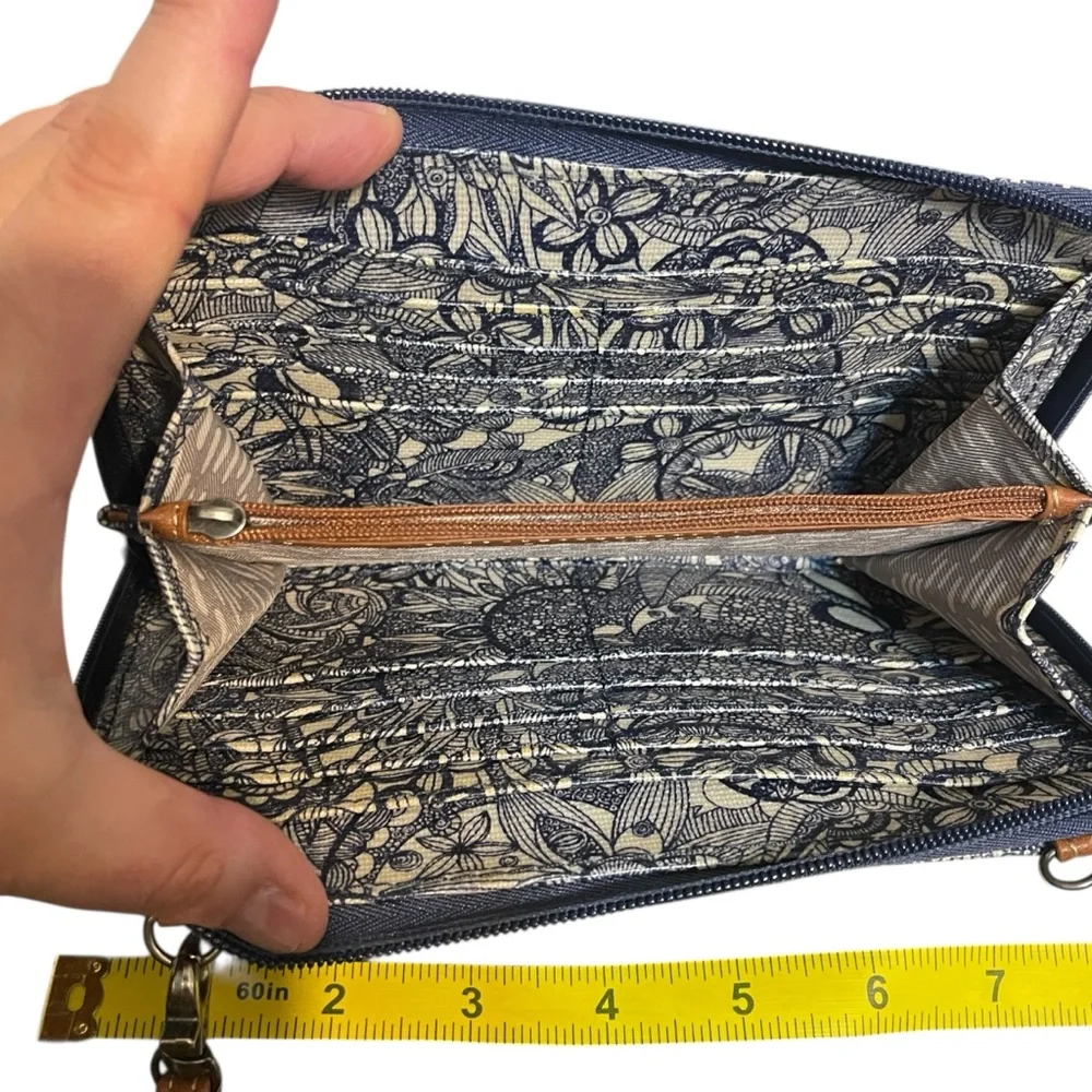 The Sak Sakroots Navy Spirit Desert Artist Boho Floral Zip Wallet Wristlet